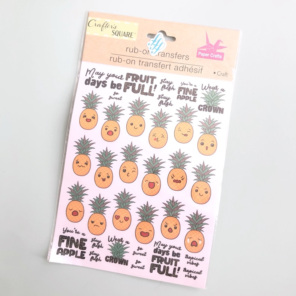 NWT Crafter's Square Pineapple Theme Rub-On Transfer Stickers